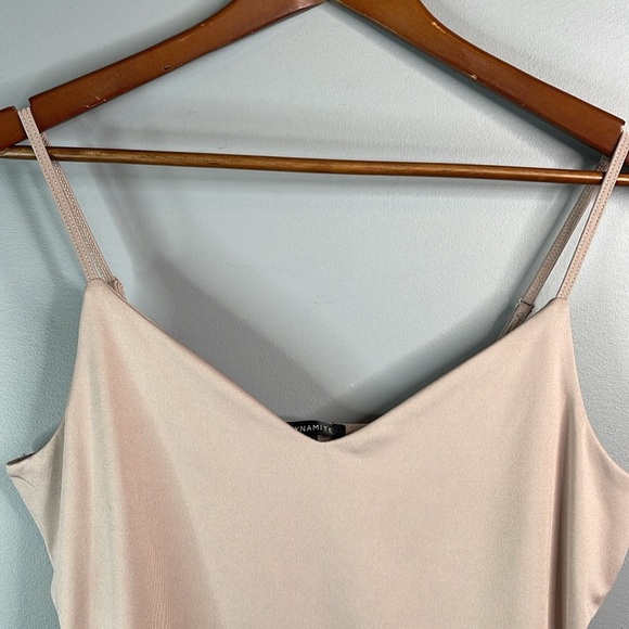 Dynamite Sienna Cami Crop Top Sphinx Nude Double Layer Silky Spaghetti Straps L - Picture 3 of 11